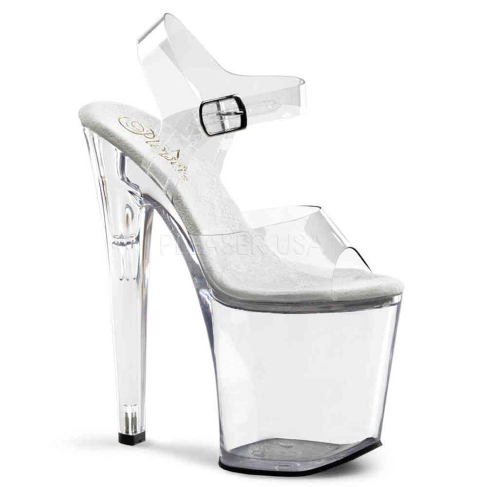Pleaser - XTREME808 Sandale à bride à la cheville, Pole dance chaussures - Chaussures de pole dance - Transparent/Couleur argent Product image